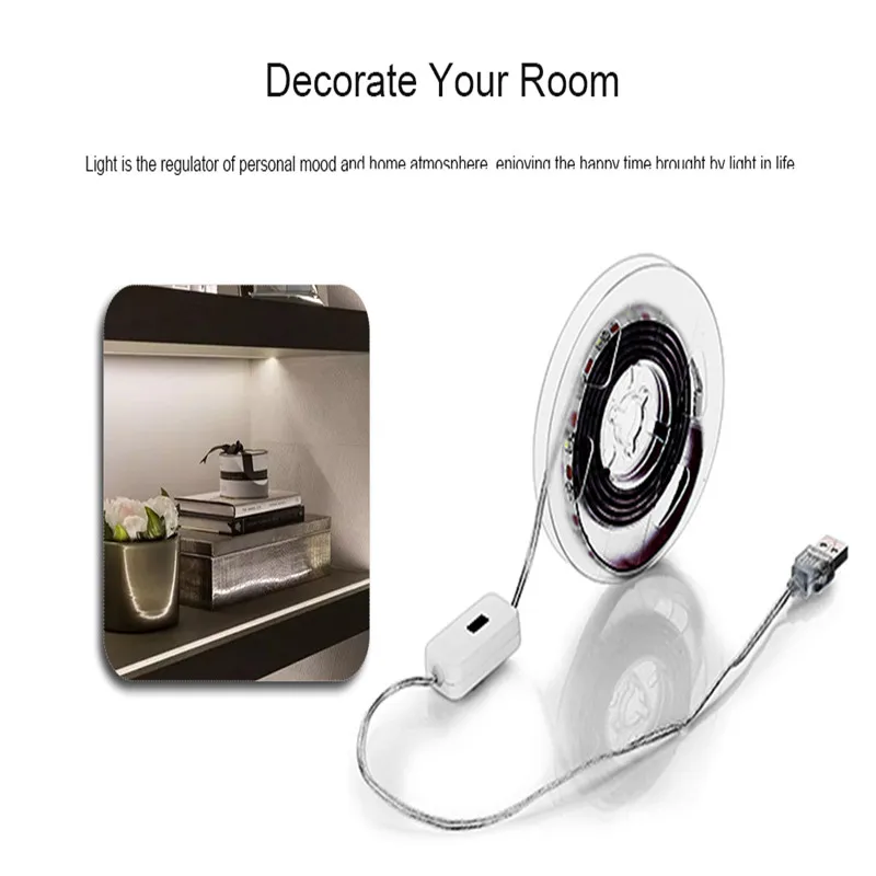 

KPSSDD 5M DC 5V LED Strip Light 60Pcs Gesture Sensor Light Strip Home Decoration Suitable For Wardrobes Cabinets Stairs Hallways