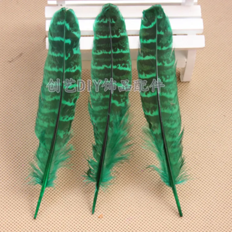 50 шт./лот! Натуральные перья из хвоста фазана 4-6 дюймов/Гавайская гитара, на стопу длиной от 10 до 15 см - Цвет: green