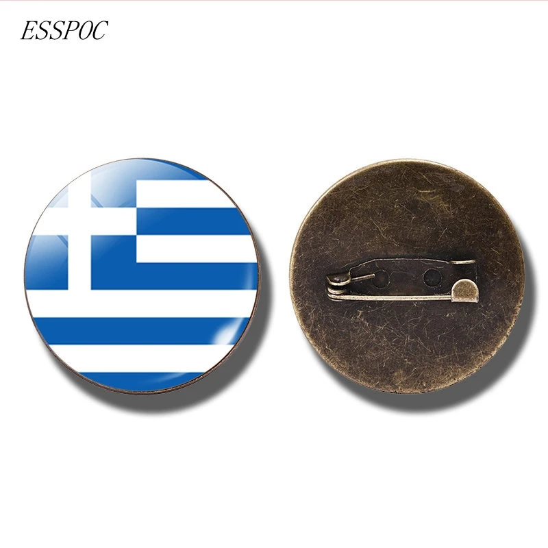 Greece Европейский Национальный флаг значок булавка Франция Италия Испания Польша Нидерланды Россия Ирландия страна брошь в виде флага кабошон ювелирные изделия - Окраска металла: Greece