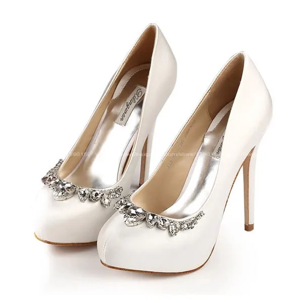 2015 Wedding Shoes Woman Rhinestone Ultra High Heels Luxury Silk