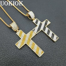 Hip Hop Iced Out Big Cross Hanger Collier Voor Mannen Gouden Kleur Rvs Religieuze Sieraden Man Gift XL1309U(China)