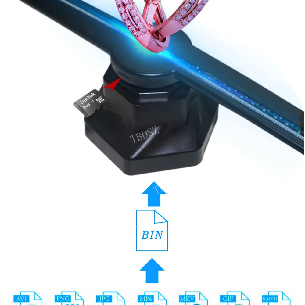 TBDSZ 42 см/16,5" Wifi 3D шлем-проектор голограмм голографический проигрыватель светодиодный дисплей вентилятор Реклама Свет приложение управление голограмма