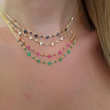 Модные Потрясающие красочные ювелирные изделия с золотым наполнением красный синий белый зеленый треугольник cz Шарм cz станция Ожерелье Новинка