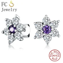 FC ювелирные изделия из стерлингового серебра 925 пробы, не забудьте меня, цветок, смешанный цвет кубического циркония, камень, серьги женские Девушки Brincos