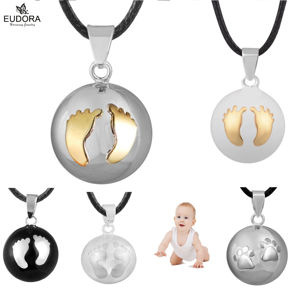 

Lovely Baby Footprint Harmony Bola Chime Ball Charm Pendant Necklace For Pregnant Women Angel Caller Ball Pendants Jewelry Gift