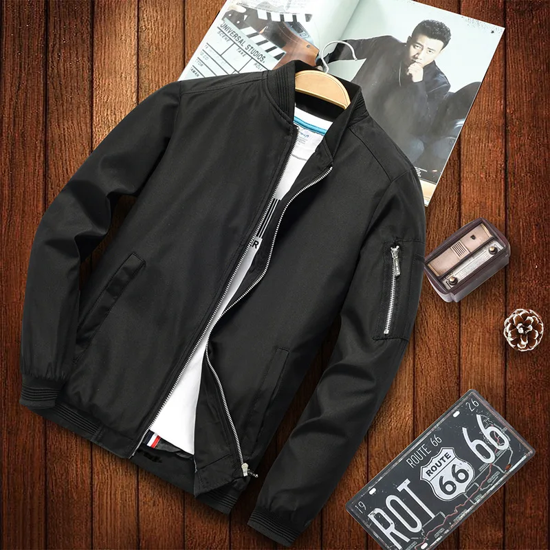 

Grandwish Men Bomber Jacket Casual Spring Men Hip Hop Jackets Streetwear Pilot Bomber Jacket Solid Color Mens Clothing 5XL,NA037
