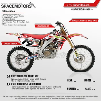 

MotoSpace Customized Team Graphics Backgrounds Decals 3M Custom Stickers For Honda CRF250R 2004-2009 CRF450R 2002 2003-2008 033