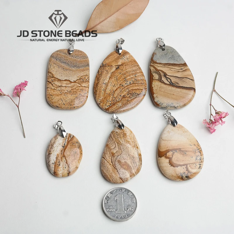

Free Shipping Natural Picture Jasper Pendant Personal Design Gifts Accessory