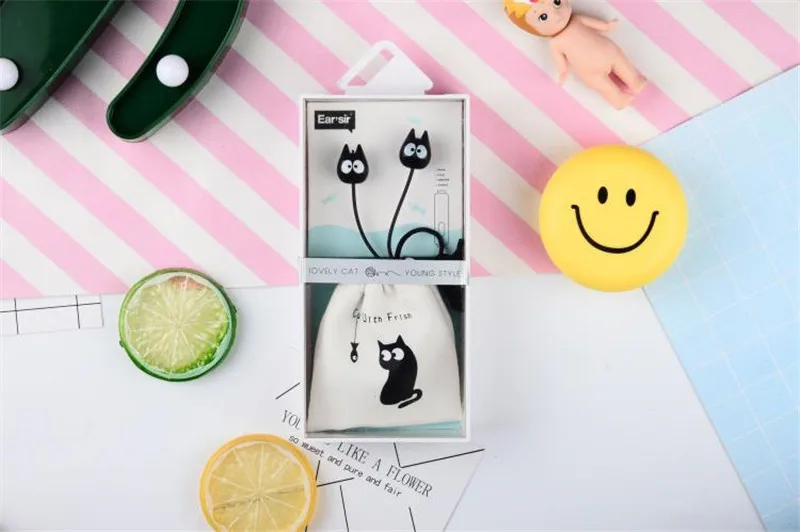 Chiclits Earphone Cute cartoon cat 3.5 mm stereo with mic In-ear headset for iPhone Xiaomi Girls Kids student for Mp3 Mp4 gifts (8)