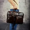 Men Oil Waxy Leather Antique Design Business Travel Briefcase Laptop Bag Fashion Attache Messenger Bag Tote Portfolio Male k1013 ► Photo 2/6