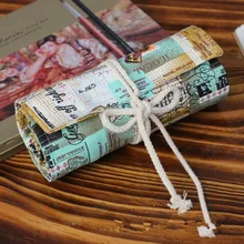 Хлопок Холст Карандаш Шторы сумка для хранения 36/46/72 отверстия ручки Тенты Винтаж Stamp 1114-10