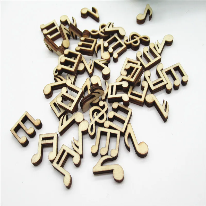 50/100pcs 15mm Natural Mixed engraved notes pattern pattern wood Scrapbooking Handmade Carft for Home decoration diy Q31