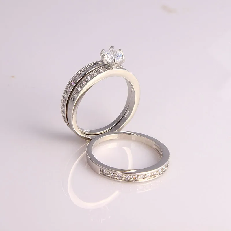 Золотые кольца наборы 3 шт циркон проложили женские обручальные кольца обручальные ювелирные кольца оптом Винтажные Ювелирные Изделия