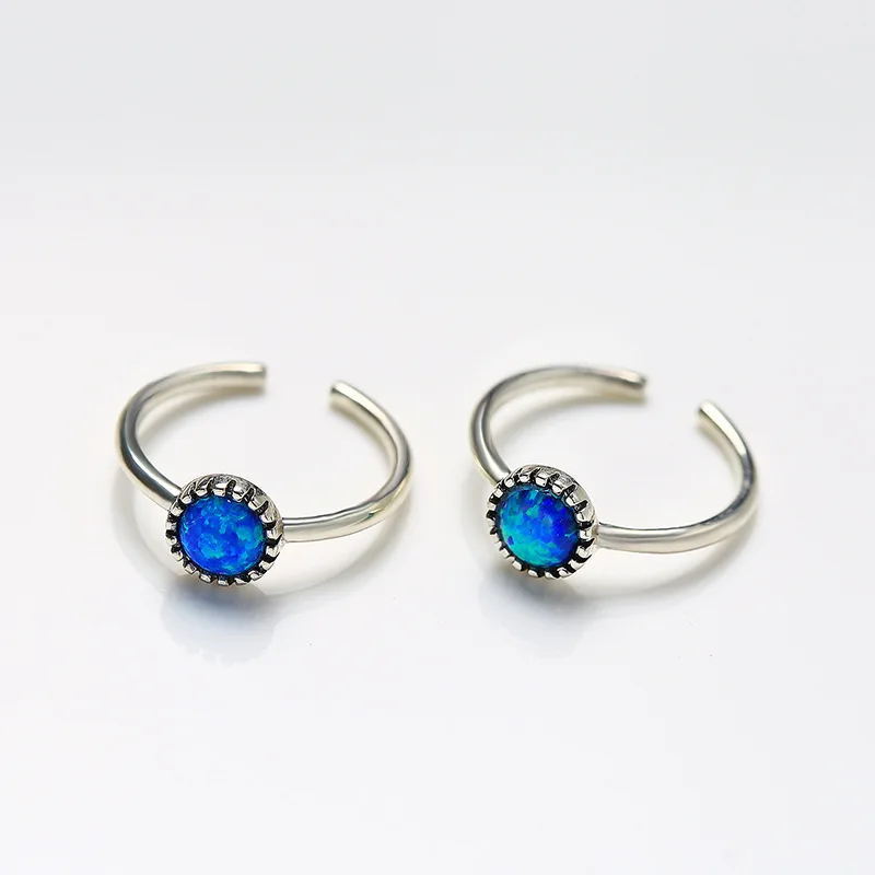 INZATT Vintage Round Sapphire Adjustable Ring Authentic 925 Sterling Silver For Women Birthday Party Fine Jewelry Accessories