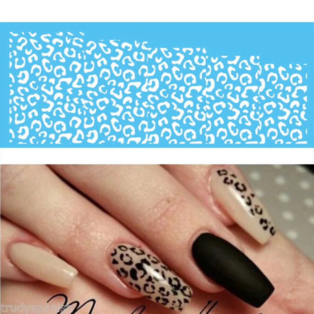 Cute Diy Nail Art Water Decals Stickers Black White Animal Leopard