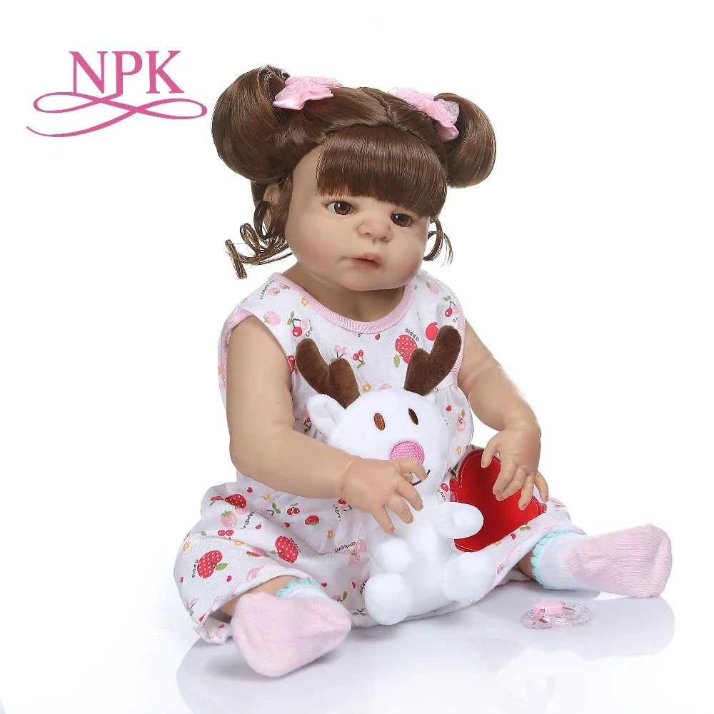 NPK 56 см slicone reborn baby doll в цвет загара кожа полное тело силиконовая bebe Кукла reborn игрушка для ванны куклы подарок на день рождения