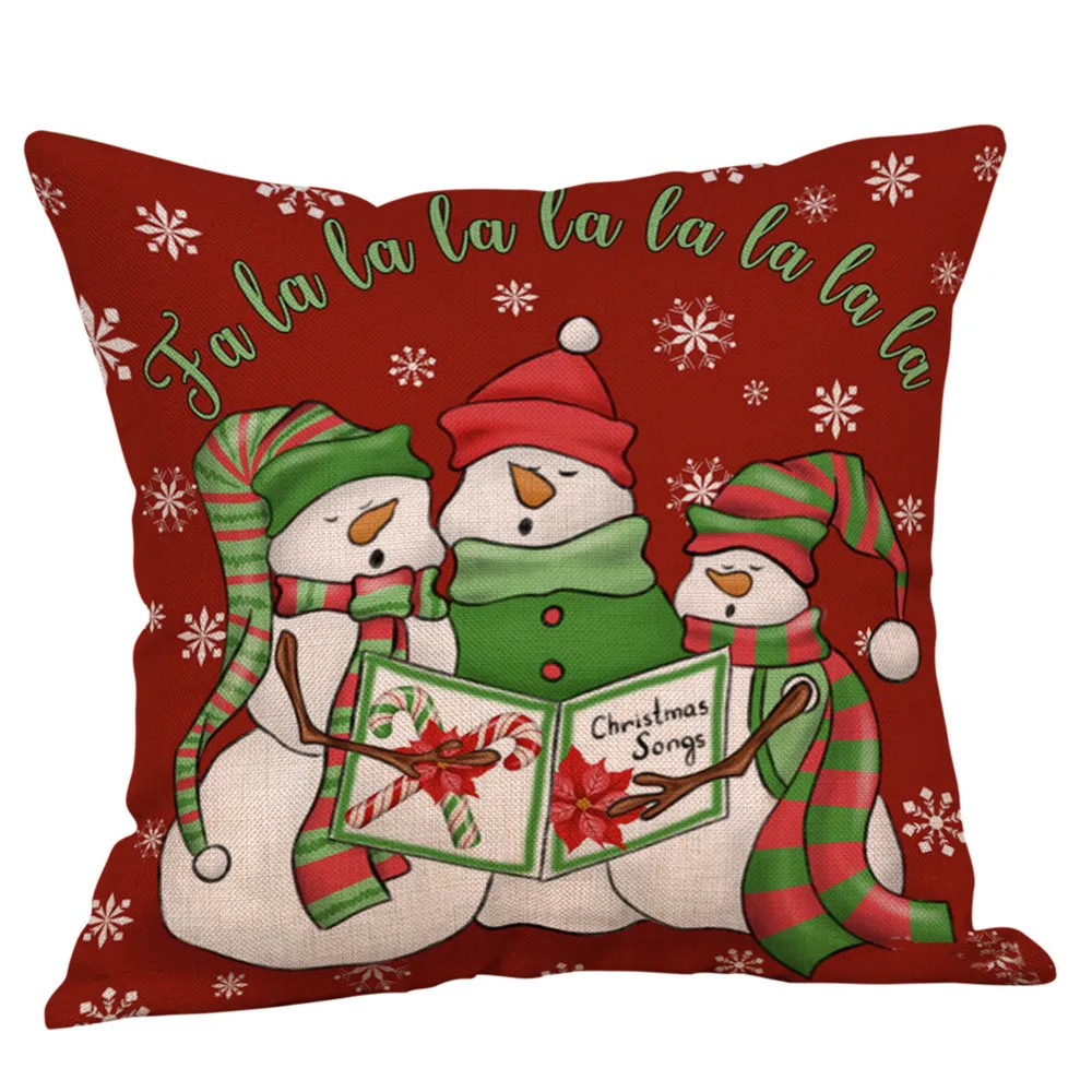 

Merry Christmas Printed Throw Pillow Case Snowflake Decorative Pillows Cover For Sofa Seat Cushion Cover 45x45cm Home Decor