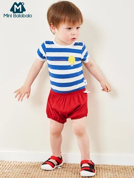

Mini balabalaBaby short sleeve clothing set 2019 summer new children clothing boy cute and comfortable inside two piece pajamas