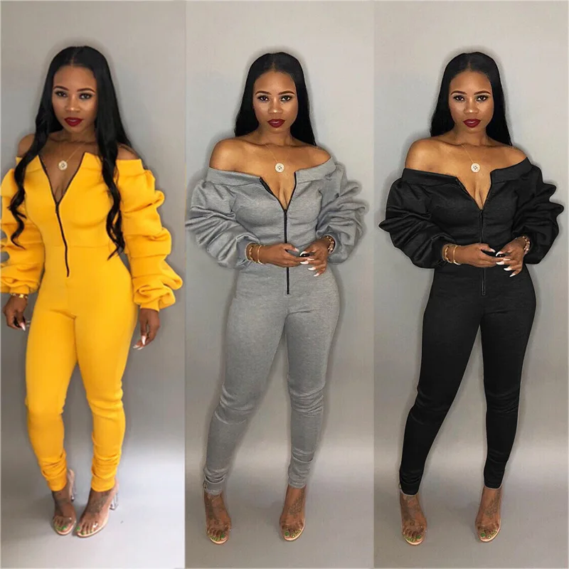 Women Winter Thick Warm Cotton Cool Shoulder Jumpsuit Long Sleeve ...