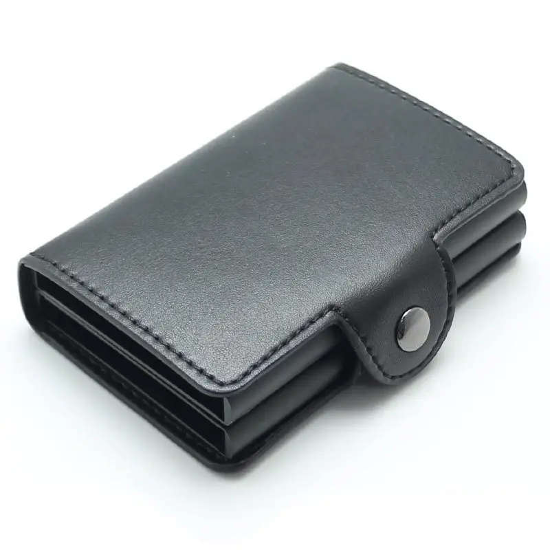 

2019 New Double Business Credit Card Holder Wallet Unisex Metal Blocking RFID Wallet ID Card Case Aluminium Travel Purse