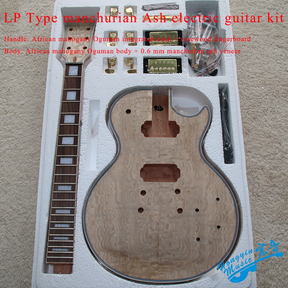 

LP Style Electric Guitar DIY Kit African mahogany Oguman Integrated Neck