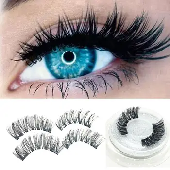 

Handmade 1 Pair 3D Magnetic False Eyelashes Lashes Reusable False Double Magnet Lashes 2U0412