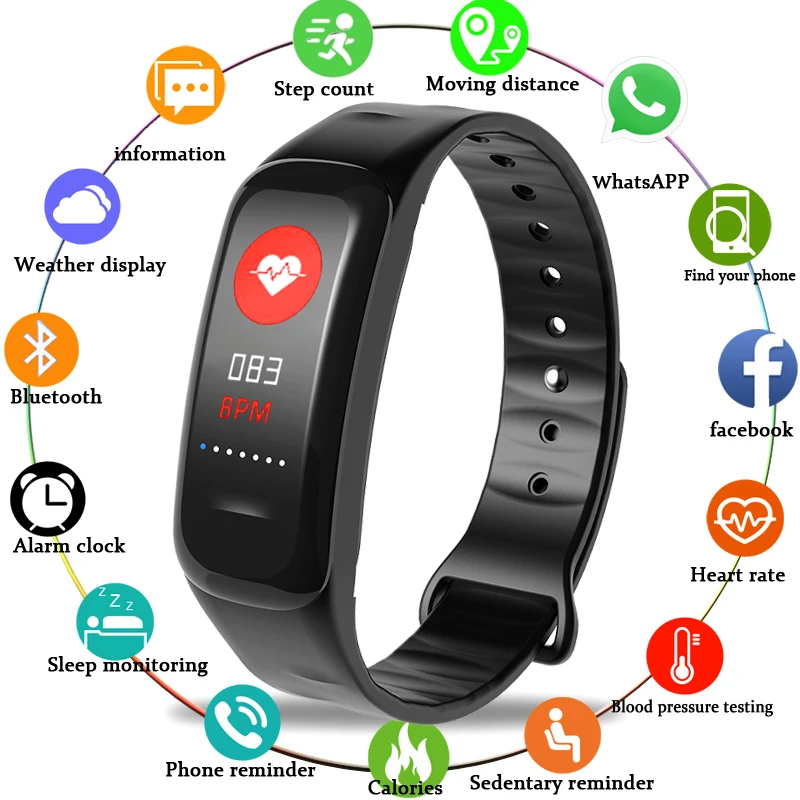 

BANGWEI Men Women Sport Smart Watch LED Color Screen Clock Heart Rate Blood Pressure oxygen Sleep Monitor Pedometer Wristwatch