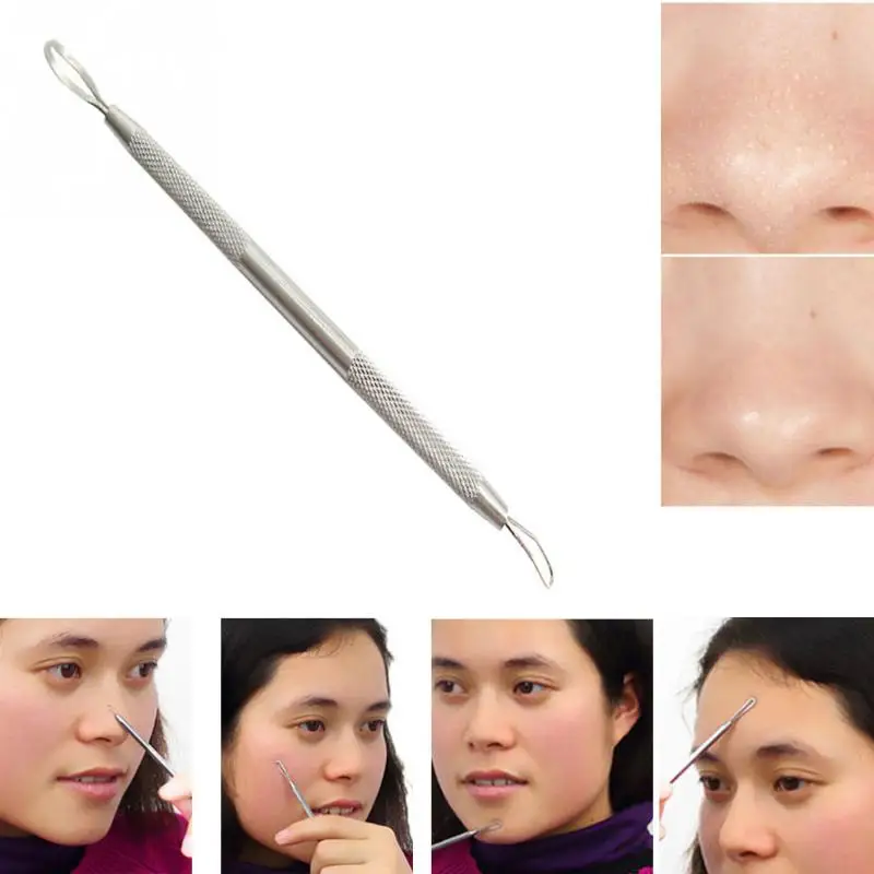 

Fashion 12.5cm Double head Stainless Steel Blackhead Remover Cleanser Face Skin Care Tools Pimple Pin Facial Blackhead Remover