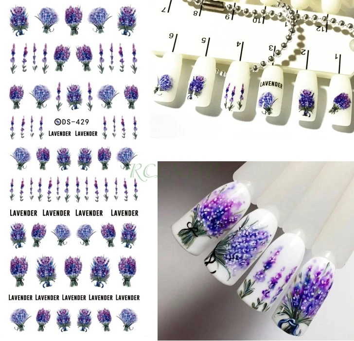 

Nail sticker art decoration sliders adhesive design Lavender water Transfer decals manicure lacquer accessoires
