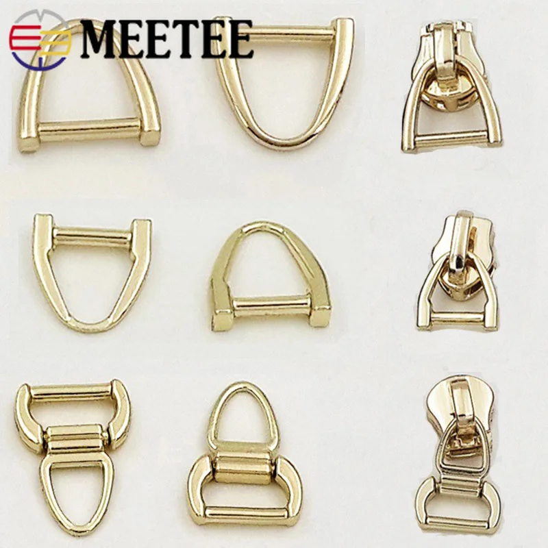 

Meetee 20/50pcs D Ring Zipper Puller Metal Zipper Slider DIY Wallet Bag Ring Hang Buckles Luggage Hardware Accessories ZT011