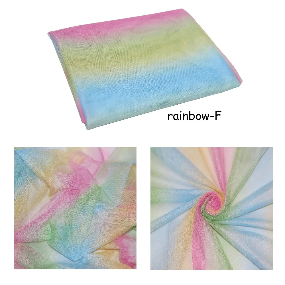 

150cm wide soft tulle rainbow printed mesh fabric dress skirt sewing material birthday wedding party decoration supplies