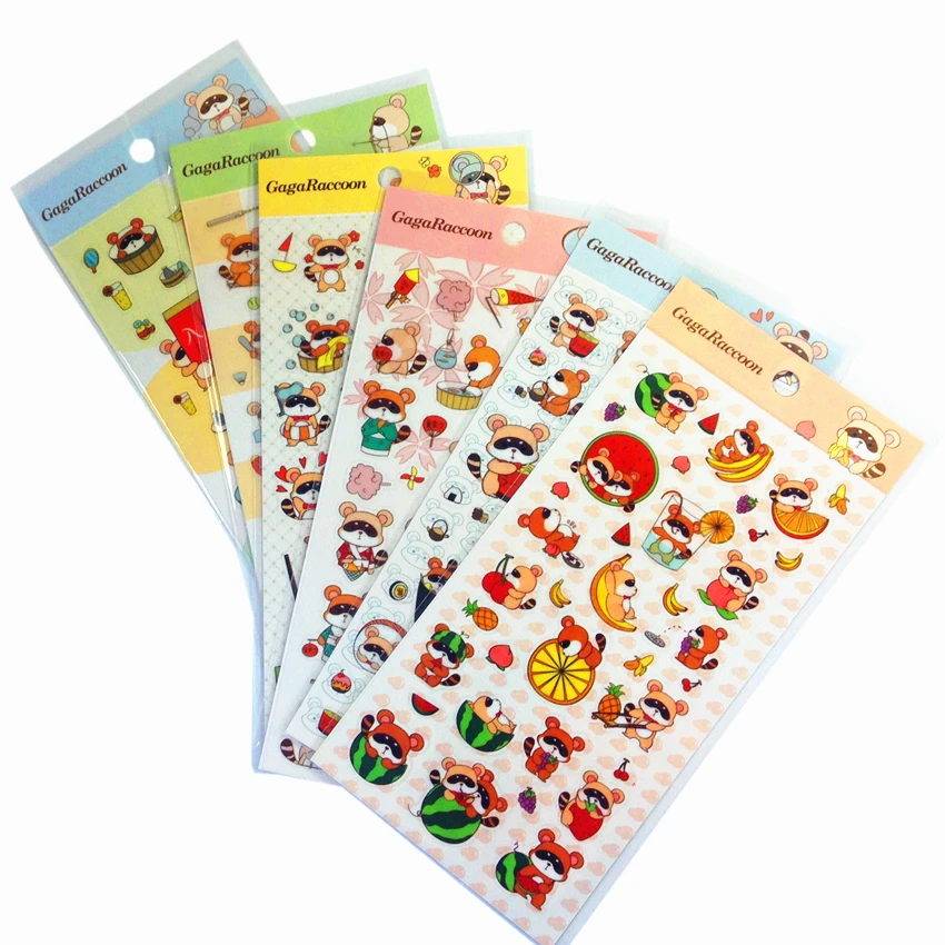 

20packs/lot NEW Cartoon Gaga Raccoon life PVC diary sticker Kawaii sticker for baking package decoration DIY Album Scrapbooking