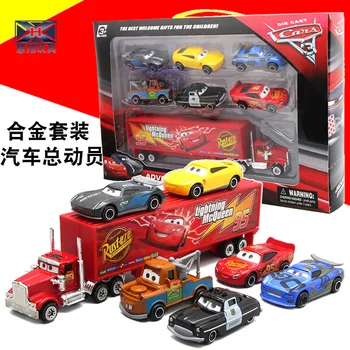 

Car mobilization Mai Dashu suit with six small car container car set alloy front child combination toy