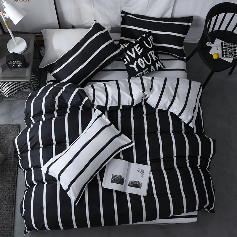 XIPA домашний текстиль king bed двуспальные простыни черно-белый полосатый модный Звездный пододеяльник наволочка мальчик подростковое постель...