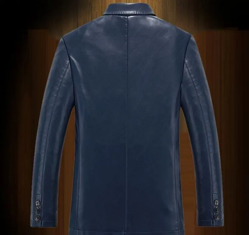 Осенняя мода из натуральной кожи SLim Fit бизнес пальто для будущих мам овечьей повседневное блейзеры мужской Кнопка Длинные рукава