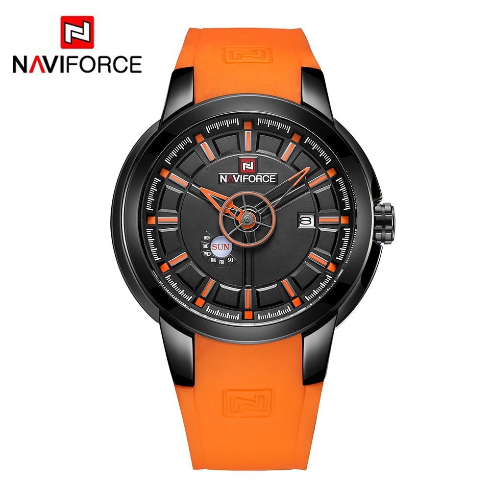 

NAVIFORCE NF9107 Quartz Wrist Watch Mens Watches Top Brand Luxury Men Watch Male Silicone Band Watch Waterproof Wristwatches