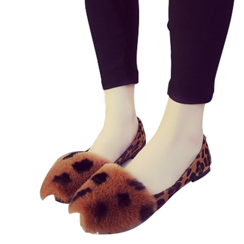 

2018 Autumn And Winter New Hairy Flat Women Shoes Plus Cashmere Warm Large Size 41 Yards Sweet Flat Shoes 17