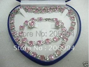 

Wholesales -Christmas Beautiful rose zircon necklace Bracelet Earring Ring set free shipping