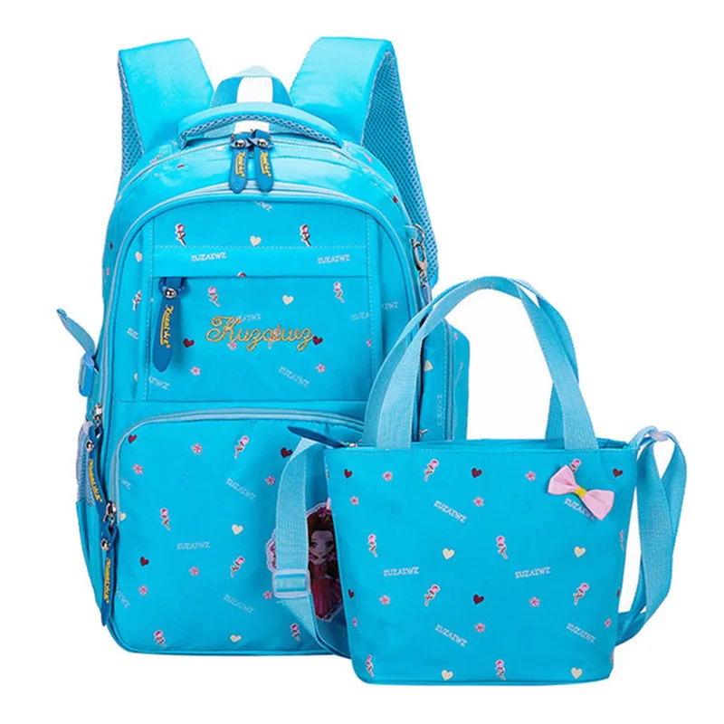 Детские школьные сумки; Комплект для девочек; детский ортопедический рюкзак; рюкзаки для начальной школы; детский Ранец принцессы; schoobag; mochila infantil - Цвет: sky blue