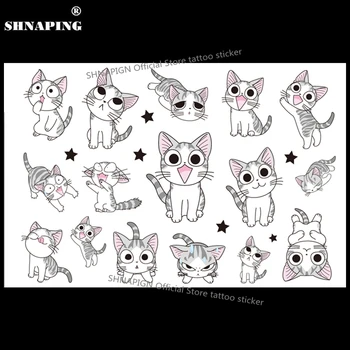 

SHNAPIGN White Kitty Cats Child Temporary Body Art Flash Tattoo Sticker 10*17cm Waterproof Henna Fake Styling Tattoo Sticker