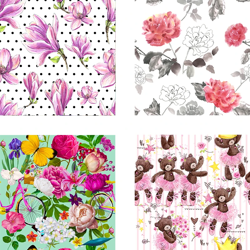 Эластичная полиэфирная ткань для платья, Высококачественная 3D цифровая печать, животные, цветочный принт, ткань, сделай сам, рубашка, одежда, шитье, пэчворк