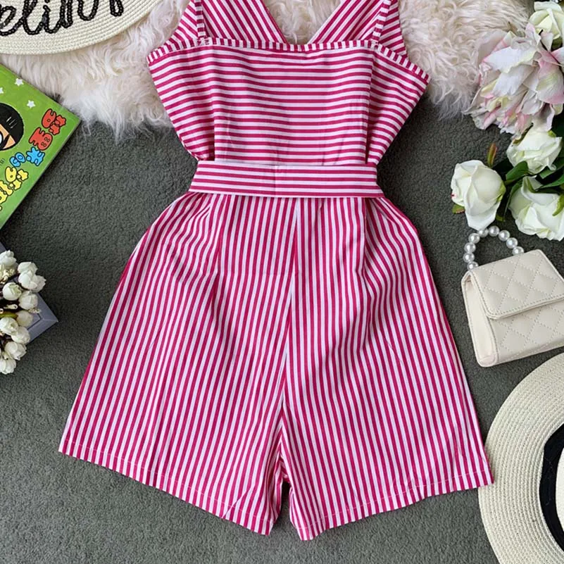 New Summer Lace Up Playsuits Women Rompers Vintage Striped Camis Jumpsuits Bohemian Beach Holiday Body Mujer New Summer Lace Up Playsuits Women Rompers Vintage Striped Camis Jumpsuits Bohemian Beach Holiday Body Mujer