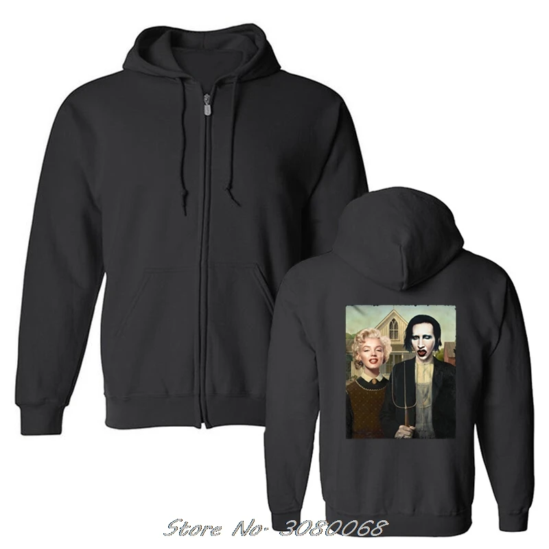

Marilyn Monroe hoodies Manson hooded American Gothic, Funny, Glamour, Pinup New Fashion Men Zipper Fleece Sweatshirts streetwear