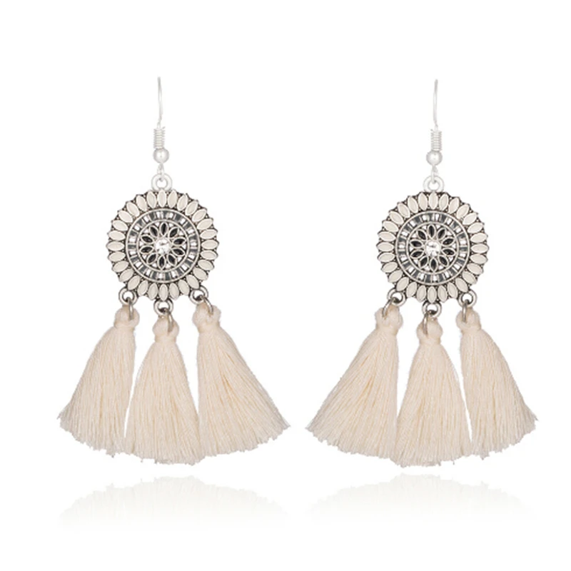 

Hot Colorful Ethnic Crystal Fringing Dangle Earrings For Women Trend Tassel Drops Earrings Bohemian Jewelry Brincos Oorbellen