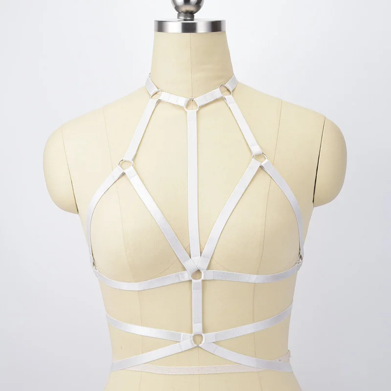 

Halloween Black Body Cage Sexy Women Body Harness Hollow Out Elastic Goth Cage Bra Bandage Strappy Bustier Belt Harness Bra