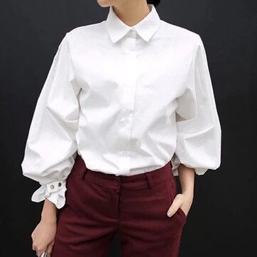 

OL White Shirt Women Cardigan Office Ladies' Long Sleeve Tops Slim Blouses Shirts Women Work Shirt