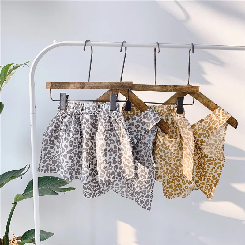 

2019 Summer Infant Sleeveless Vest T Shirt+ Shorts 2 Piece Set Clothing Girl Baby Toddler Leopard Printed Cute Clothes 1-5 Years