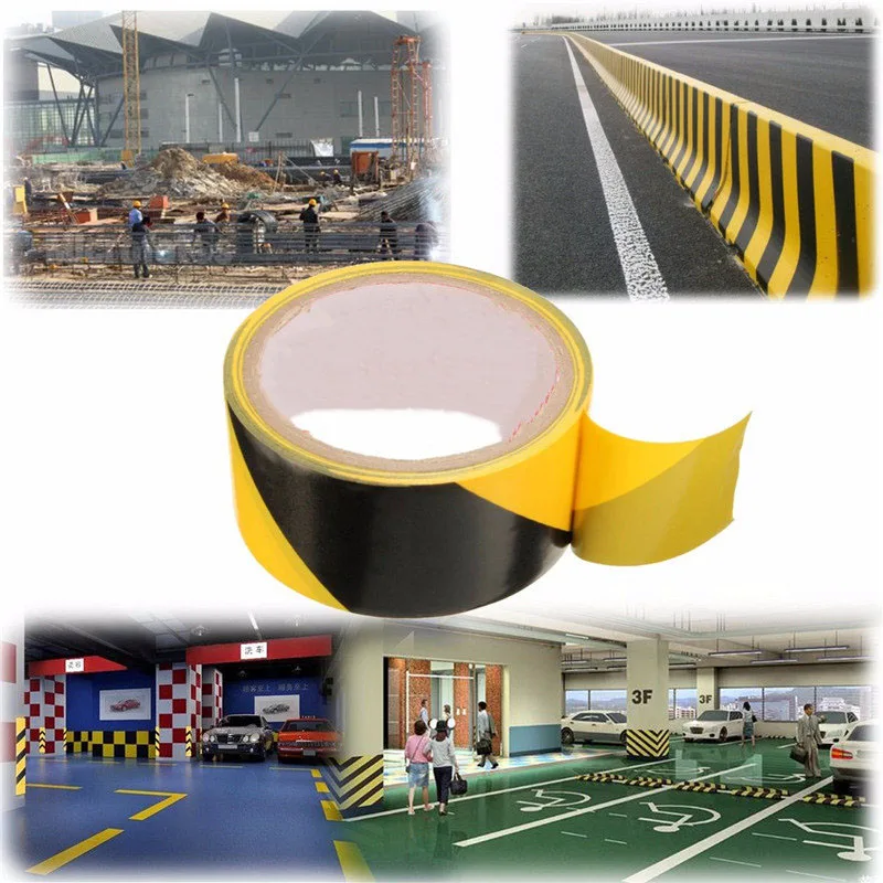 

Durable Quality 45mm Black and Yellow Self Adhesive Hazard Warning Safety Tape Marking Safety Soft PVC tape Free Shipping