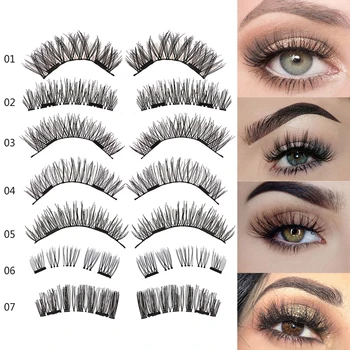 

4 Pcs Handmade Triple Magnetic False Eyelashes Makeup Full Cover Magnet Thick Long Fake Eyelashes Extension Make Up Eye Lashes
