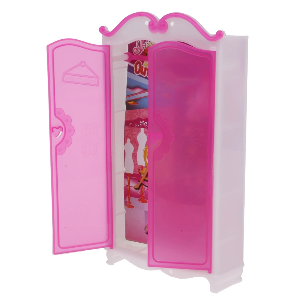 Doll Closet Wardrobe Clothes Cabinet Princess Bedroom  Dollhouse Miniature Furniture Pretend Toys for   Dolls Accessory